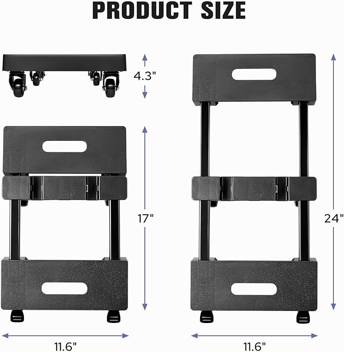 KEDSUM Furniture Dolly with 6 Swivel Casters, Expandable Moving Dolly, 24in-12in Furniture Movers with Wheels, Flat Dollies Brake Wheels, Max 1600LBS Capacity, 2 Pack