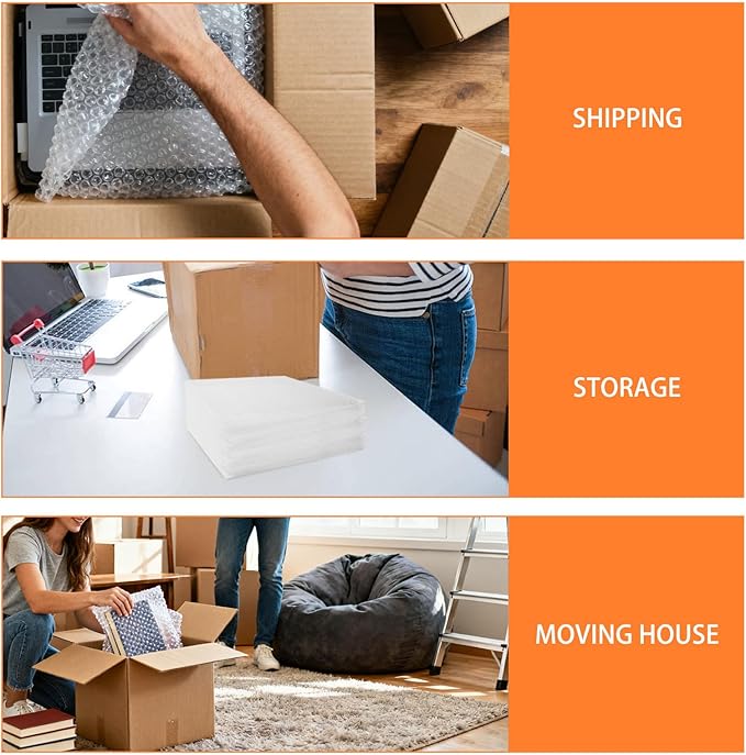 Cheardia 40 Pack Bubble Out Bags, Double Walled Clear Bubble Pouches Wrap Bag, Thickening Cushioning Packaging Bags for Moving, Shipping, Storage Packing Fragile Items, 12 x 12 Inches