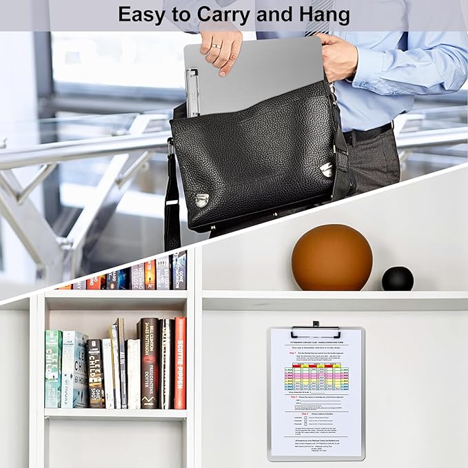 ZCZN Metal Clipboards, 2 Pack Heavy Duty Aluminum Clipboards 12 x 9 Inches, A4 Letter Sizer Document Holder with Low Profile Clip, Suitable for School, Office, Jobsite or Medical Staff, Silver