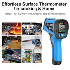 Infrared Thermometer Temperature Gun, Non-Contact High Temp Thermometer with Probe, 30:1 Laser Pyrometer with Color LCD for Cooking, Engine, Kiln, Forging, HVAC & Industrial, -40℉ to 2462℉