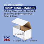BOX USA Shipping Boxes Small 6"L x 3"W x 3"H, 50-Pack | Corrugated Cardboard Box Mailer for Packing, Moving and Storage 633