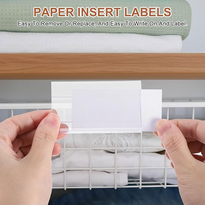 PATIKIL 3.1" x 1.8" Wire Shelf Label Holder, 20 Pack Reusable Plastic Price Tag Display Clip for 0.79" to 0.98" Thick Shelves with Paper Inserts Pens for Home Market Store, Clear