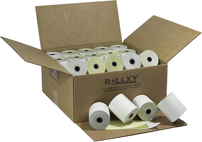 50 Rolls 3" x 95' 2-Ply Carbonless White/Canary Cash Register Paper for M119 Hypercom T77F (Impact Printer) NCR 7445-1000 Samsung SRP-100 Visit the PosPaperRoll Store