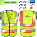 Custom Safety Vest with Logo Pockets High Visibility Reflective Vests Construction Security Workwear