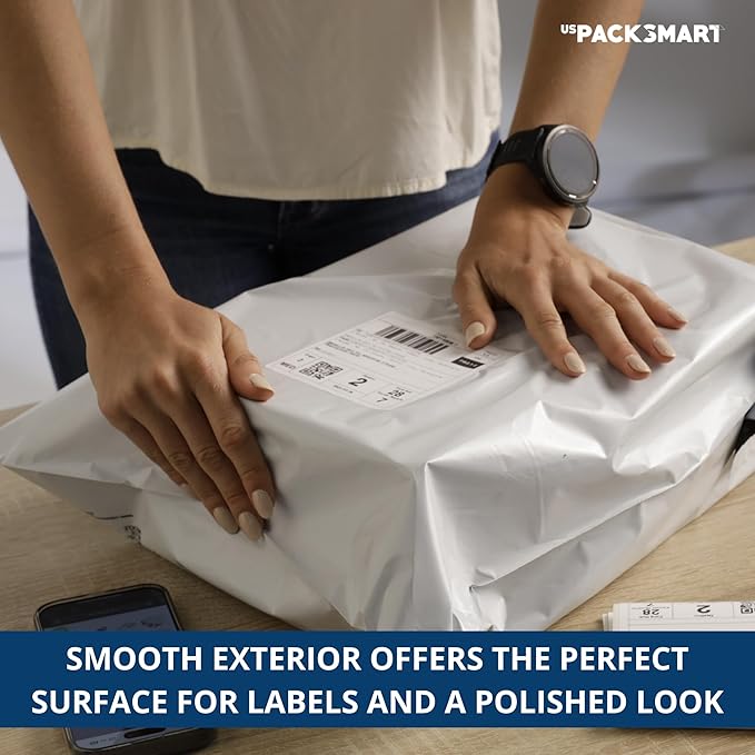 White Plastic Poly Mailers 14.5"x19" | Shipping Bags for Clothing, Books & Accessories | Durable Shipping Envelopes | Waterproof, Tear-Proof with Strong Self-sealing Adhesive | 100-Pack