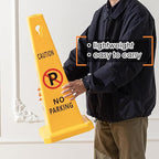10 Pack No Parking Cones 26.38 Inch Four Sided Visibility Traffic Safety Cone No Parking Sign Floor Standing Yellow for Lawn, Driveway, Garage, Yard, Fire Lane, Construction, Street