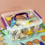 Sandmovie 6 Quart Clear Latching Box with Lid and Handles, Clear Plastic Storage Tote, 6 Packs