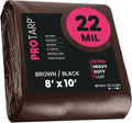 PROTARP Extreme Heavy Duty 22 Mil Tarp Cover, Waterproof, UV Resistant, Rip and Tear Proof, Poly Tarpaulin with Reinforced Edges for Roof, Camping, Patio, Pool, Boat. (Brown/Black 8′ X 10′)