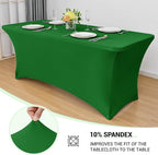 Obstal 6 Pack Stretch Spandex Green Table Covers for 6 Foot Tables - 6 FT Universal Rectangular Fitted Tablecloth Protector for Wedding, Banquet, Party, 72 Length x 30 Width x 30 Height Inches