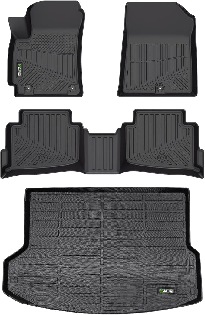 HAFIDI® Floor Mats & Cargo Liner Set Fit for 2020 2021 2022 2023 Kia Seltos (with Subwoofer) Car Mats for Seltos All Weather Floor Liners Protection TPE Anti-Slip Automotive Accessories - Black