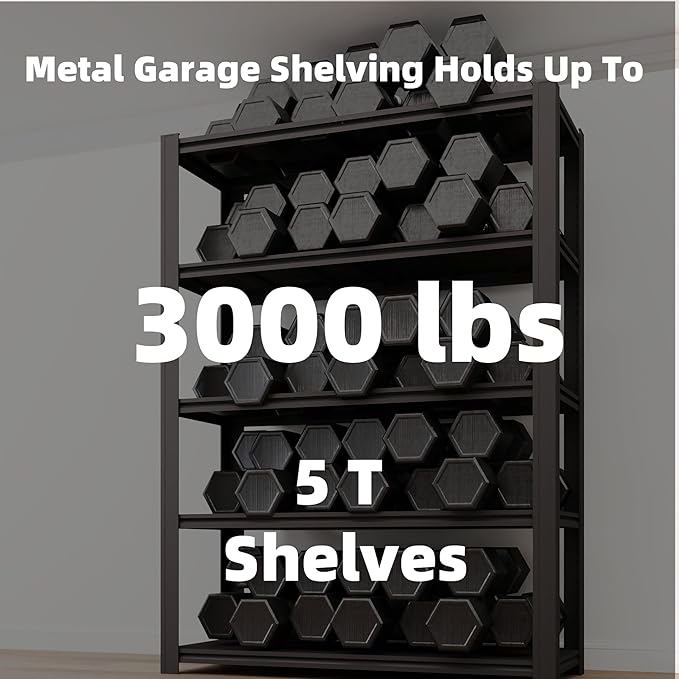 5-Tier 35" W x 15.8" D x 72" H Garage Shelving 3000LBS Storage Shelves Heavy Duty Metal Shelf Unit Adjustable Basement Industrial Storage Racks (72 * 35 * 15.8)