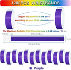 1200 Pcs Plastic Paper Wristbands for Events Neon Color Wrist Bands Concert Identification Wristbands Paper Bracelets Wristbands Party Hand Bands (Purple)
