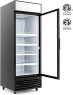 Wilprep Commercial Refrigerator, 22.4 cu. ft. Upright Beverage Display Refrigerator with LED Lighting, 27.6" Glass Door Merchandiser Cooler, ETL, ETL sanitation Listed