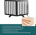 ZJSF Freestanding Indoor Dog Gate for House Foldable Wood Puppy Gate for Doorways Pet Gate for Stairs Extra Wide Pet Fence, Black, 32" Height 2 Panels