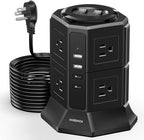 Surge Protector Power Strip with 4 USB Ports(2 Type C) 8 AC Outlets, 10 Ft Ultra Flat Extension Cord with Multiple Outlets, Ultra Flat Plug Power Strip, Desktop Outlet Extender for Home Office Dorm