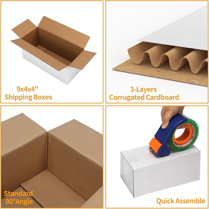 PETAFLOP 8x6x3 Shipping Boxes Set of 25, Small White Cardboard Mailer Box for Packing, Mailing, Business