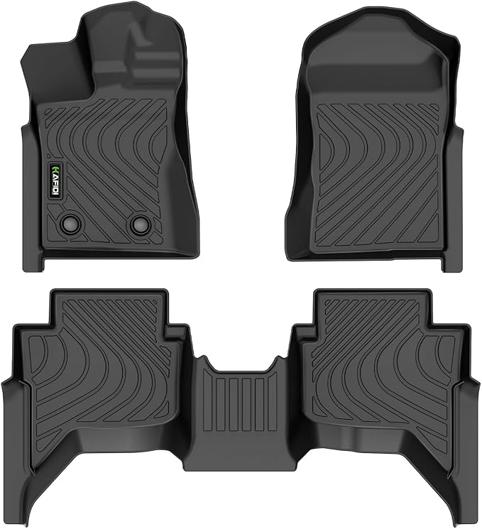 Floor Mats Custom for 2024-2025 Ford Ranger SuperCrew Cab All Weather Protection TPE Heavy Duty Non-Slip Automotive Floor Liners Fits Front& 2nd Row Full Set Accessories, Black