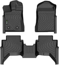 Floor Mats Custom for 2024-2025 Ford Ranger SuperCrew Cab All Weather Protection TPE Heavy Duty Non-Slip Automotive Floor Liners Fits Front& 2nd Row Full Set Accessories, Black