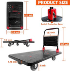 Platform Truck, Foldable Push Cart Dolly w/Five 360 Swivel 6'' Wheels, 1600LBS Capacity Heavy Duty Moving Platform Trucks Hand Cart for Groceries, Garage, Warehouse (43" L x25" W)