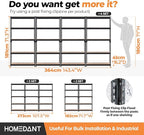 HOMEDANT 5 Tier Storage Shelves Adjustable Laminated Boltless Garage Metal Shelving Unit Heavy Duty Utility Rack Shelf Warehouse Pantry Closet Kitchen (3, (M) 35.9" W, Black)