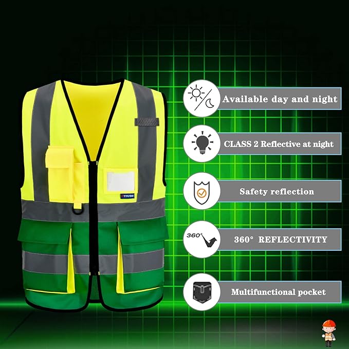 A-SAFETY yellow green work vest