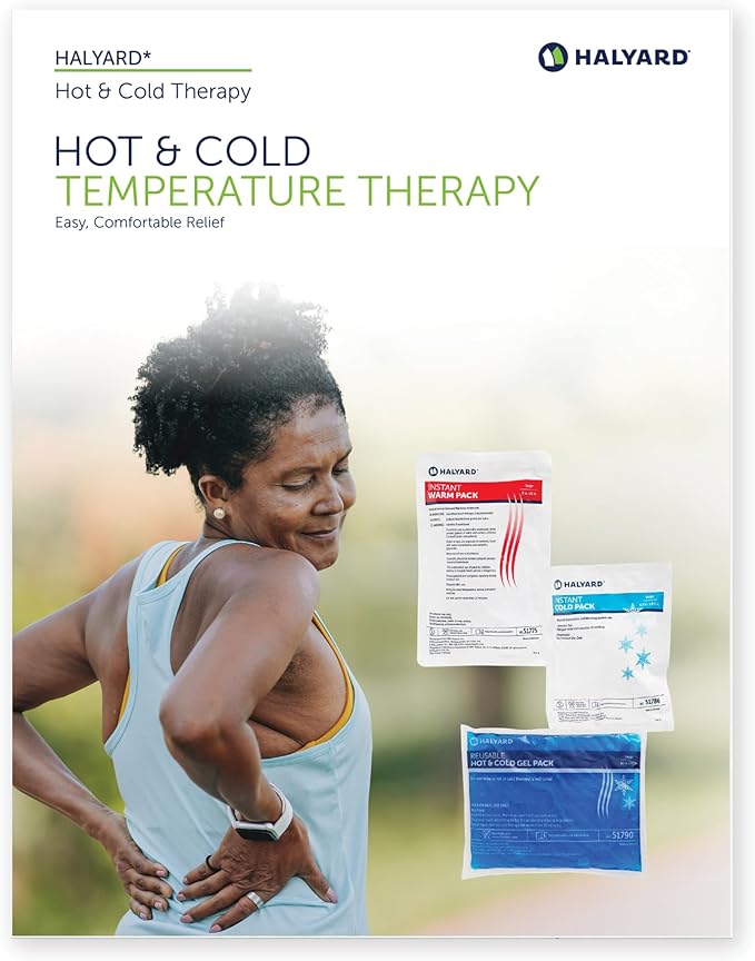 HALYARD Instant Cold Pack Disposable Cold Compress Ice Packs w/Flocking for Swelling Injuries Toothaches Sprains Strains 6 x 9 Inches, 24 Packs Per Case - 51788