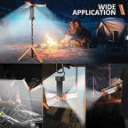 Rechargeable Camping Light with Stand 73" 2500LM 12000mAh, Magnet Work Light Cordless, with 3 Page Head, Hooks & Carrying Bag, Job Site Workshop Outside Orange