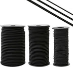 Strong and Durable Bungee Cord Roll - 1/4" x 100ft Elastic Cord, Kayak Stretch String Rope, Bungee Shock Cords for Repairing Tent Poles, DIY, Tie Downs, Black