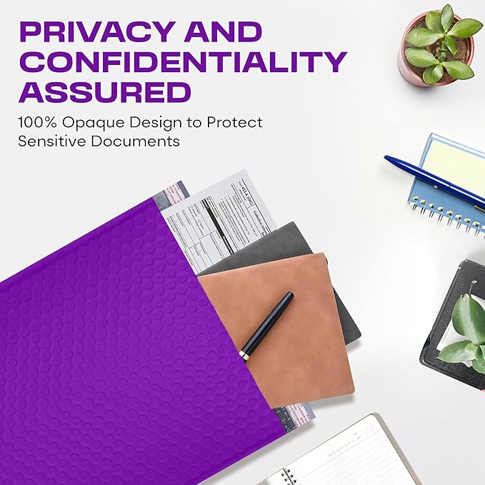 Purple 12.5x19.5 Inch Large Poly Bubble Mailers #6 | Padded Envelopes with Self Seal | Air Lined Cushioned Bubble Mailer | Usable Size 12.5x15 | 100 Pack Bulk | Lightweight shipping Bags