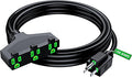 Extension Cord 10 Feet, SJTW Extension Cord with Multiple Outlets, 14 Gauge (Black) ETL Listed