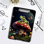 Clipboard with Storage,Office Supplies Nursing Clipboards Folder with Pen Holder Plastic Foldable Clip Board with Storage for Nurse Teacher,Cute Mushroom Frog
