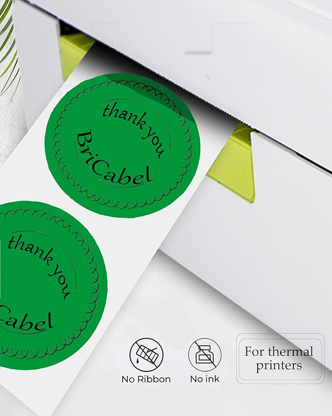 2 Inch Green Round Thermal Labels,600 Labels/Roll,Self-Adhesive Circle Inventory Stickers, Multi-Purpose Round Roll Thermal Printing Stickers for Business and Domestic Use