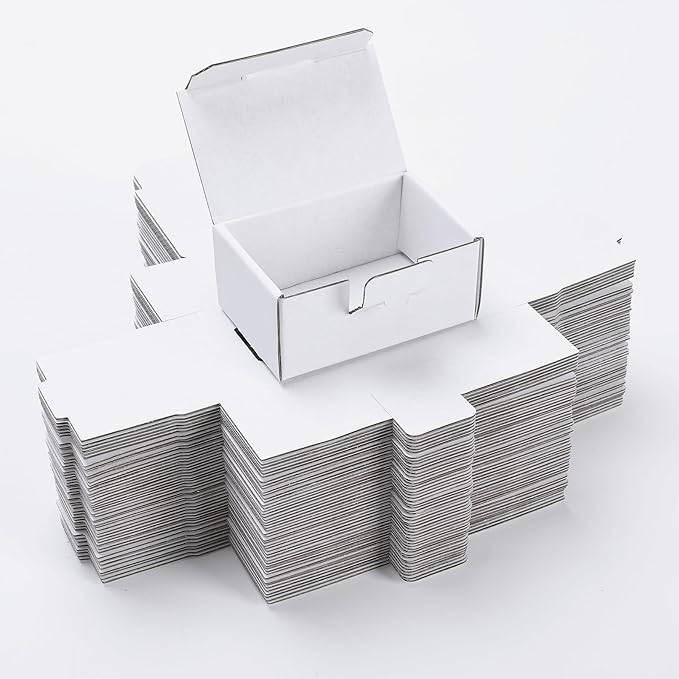 Small Shipping Boxes 3.5x2.2x1.6 Inches, 50-Pack White Corrugated Cardboard Boxes for Mailing, Storing, Gift Packaging