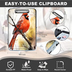 Clipboard with Storage,Storage Clipboard with Pen Holder,Heavy Duty Plastic Storage Clipboard with Low Profile Clip, Clipboard Folder, Teacher Must Haves, Office Supplies,Pink Bird on Branch