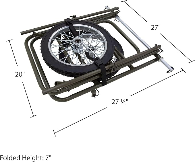 Kill Shot Deer Hunting Folding Game Cart 500 lb Capacity with 16" Rubber Wheels for Hauling Deer, Game, and Hunting Gear