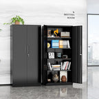 SUNCROWN 72" Metal Storage Cabinet - Heavy-Duty Metal Garage Cabinet with 4 Adjustable Shelves & 2 Doors for Tools, Office, Home, Workshop,Black-Small