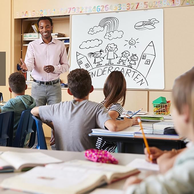 Magnetic Glass Whiteboard - 72"X48" Dry Erase White Board Frameless Glass Boards with Super Strong Magnets, Wall Mounted for Office, School and Home.