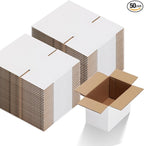 Calenzana 6x4x4 Shipping Boxes Set of 50, White Corrugated Cardboard Box for Mailing Packing Gifts Small Business