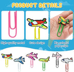 30 PCS Airplane Paper Clips Metal Paperclip Large Size Paper Clip Cute Bookmark Colorful Office Supplies Bookmark Clamp Desk Accessories Stationery for School Gifts for Students