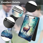 Clipboard with Storage,Office Supplies Nursing Clipboards Folder with Pen Holder Plastic Foldable Clip Board with Storage for Nurse Teacher,Watercolor Forest Deer