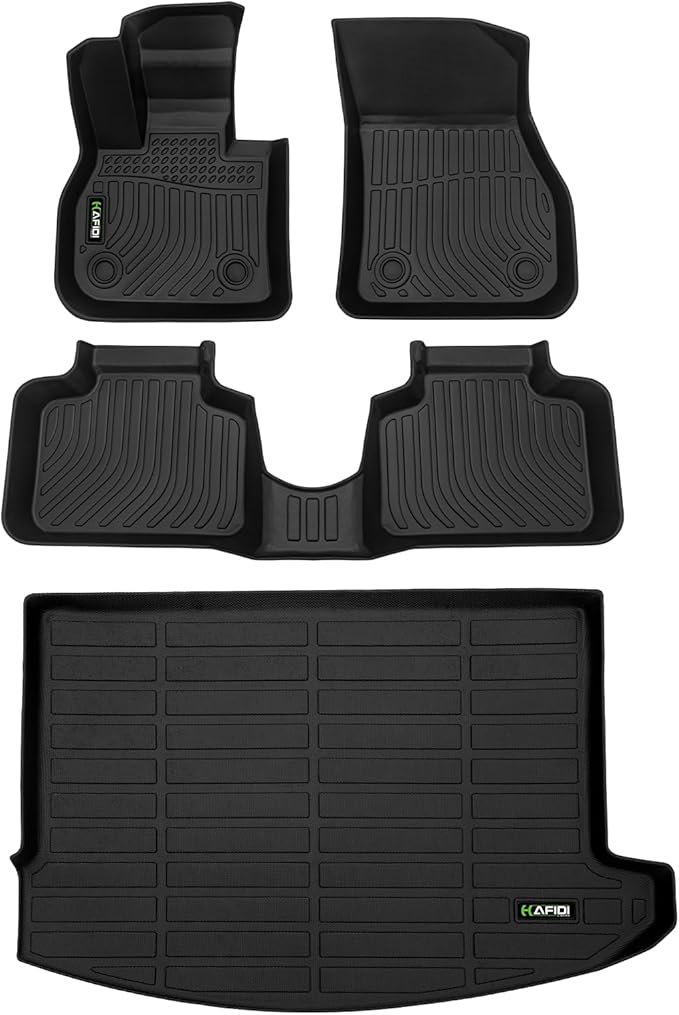 HAFIDI® Floor Mats & Cargo Liner Set Fit for 2017-2024 Mini Countryman F60 (Not for Manual Transmission) All Weather Protection TPE Anti-Slip Car Full Set Floor Liners Custom Accessories - Black
