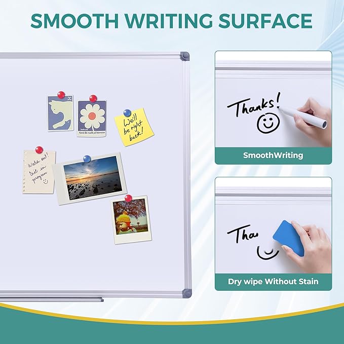 72" x 40" Magnetic Dry Erase Board with Pen Tray | Extra Large Wall Mounted Aluminum Frame Whiteboard for Office, Classroom & Home | Premium Presentation Board for Meetings & Planning