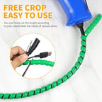 Spiral Cable Wrap, 16.4ft, 33ft Wire Protection Sleeve Cover Cable Organizer Pipe Flexible Spiral Wrap Winding Tube Prevent Cat from Chewing Cables (Green, 8mm (5/16")-33ft)