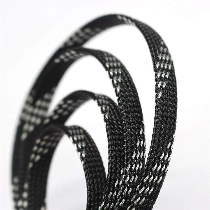 30ft PET Expandable Sleeving Wire Cable Sleeve (1/3", Silver&Black)