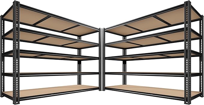 3500LBS Garage Shelving 60" W Metal Shelving 72" H Storage Shelves Heavy Duty 5 Tier Adjustable Shelving Unit for Storage Rack Pantry Shelf Commercial,60" W x 18" D x 72" H,2PC