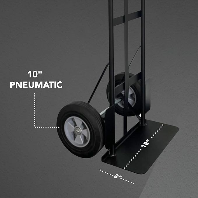 Olympia Tools 800 Lb Steel Hand Truck with D Handle and 10" Pneumatic Wheels for Home and Office Use