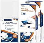 100 Pack 10 Mil 4"x6" Self Sealing Laminating Pouches Self Adhesive Lamination Pouches Clear Laminate Sheets for Office School Home Supplies(No Heat Laminating Sheets & No Laminator Machine Need)