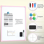 MaxGear Double-Sided Dry Erase Board for Wall, 16"x12" Hanging Whiteboard, Small Dry Erase White Board kit, Portable Whiteboard for Planning, Drawing, Memo, to Do List, Pink Frame