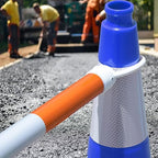 6 Pack 36" Large-Sized PVC Traffic Cones with Heavy-Duty Black Base, Garage Parking Lot Cones Structurally Stable Weatherproof Road Construction Safety Cones (6, Blue, 36" Extra Large)