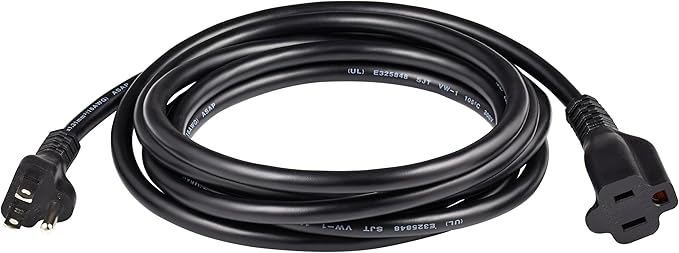 Amazon Basics Extension Cord, 10 Ft, 3 Prong Outlet Extender, Indoor Extension Cord, 13 Amps, 125V, Black